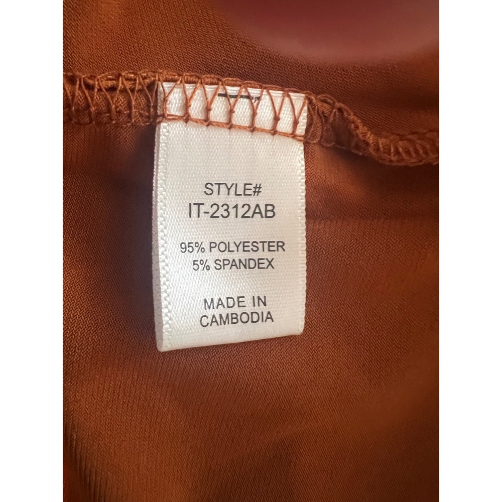 Sleeveless Front Knot Twisted Draped Knit Top Burnt Orange Rust Crew Neck L - Picture 9 of 10